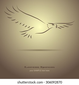 Flying hand drawn eagle 