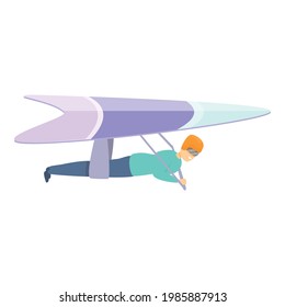 Flying hang glider icon. Cartoon of Flying hang glider vector icon for web design isolated on white background