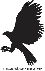 Flying Harpy Eagle (Harpia harpyja), On a Side View, Silhouette, Found In Map Of Western Hemisphere