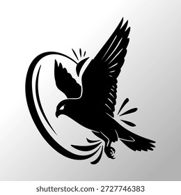 Icono de la silueta del pájaro del águila del halcón volador con diseño dinámico del movimiento del ala