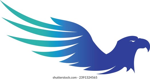 flying hawk eagle side profile wing logo vector