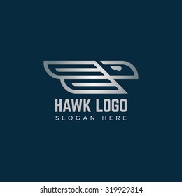 Flying hawk in a minimalist style. on a dark background. Logo suitable for shipping companies, clothing brands, sports teams