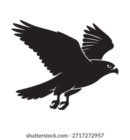 Flying Hawk Silhouette Logo Vector Icon Design