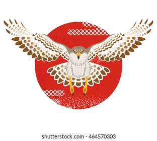 Flying Hawk with Sun