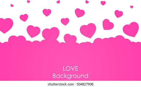 Flying heart background. Love vector illustration. Valentine day