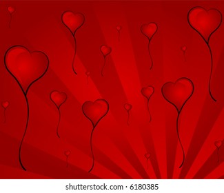 Flying heart ballons