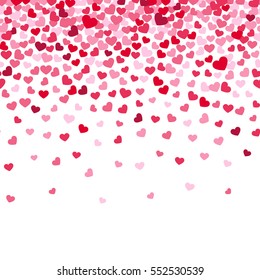 Flying Heart Confetti, Valentines Day Vector Background, Romantic Love Vector Simple Texture.