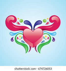 Flying Heart Illustration Vector. 