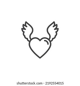 Flying heart line icon. linear style sign for mobile concept and web design. Heart with wings outline vector icon. Symbol, logo illustration. Vector graphics