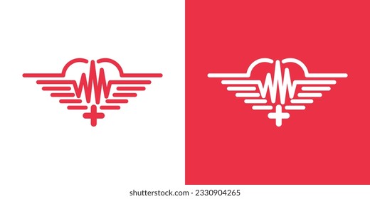 Flying heart logo design vector template
