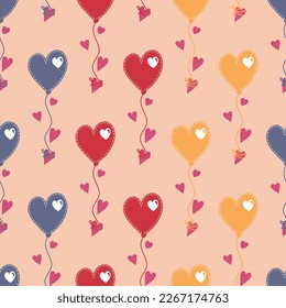 FLYING HEART MULTI COLOR SEAMLESS PATTERN ALL OVER PRINT VECTOR