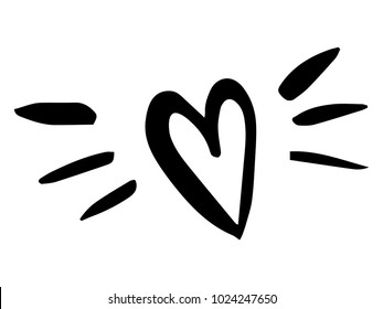 Flying heart. Romantic element. Drawn cute illustration. Ready-to-print design template. Clothes badge,icon,logo,banner,tag. Vector illustration.