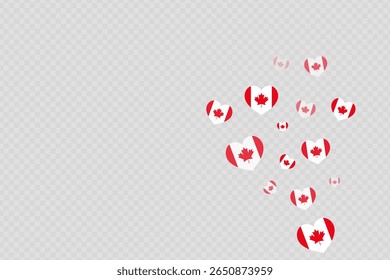 Flying Heart Shape with Canada Flag Pattern Representing Love and National Patriotism