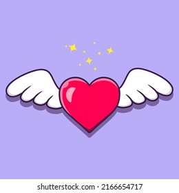 flying heart shape cartoon design