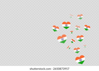 Flying Heart Shape with Indian Flag Pattern Representing Love and National Patriotism