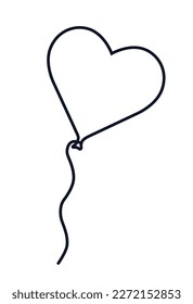 Flying heart shaped balloon vector icon