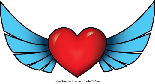 Flying Heart Vector Graphic