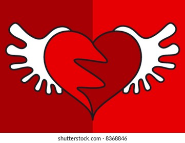 Flying heart, vector illustration