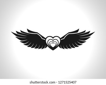 Flying Heart Vector Image icon and symbol