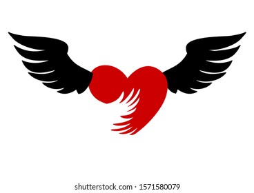 Flying Heart Wings Red Icon On Stock Vector (Royalty Free) 1571580079 ...