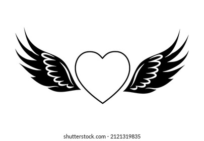 Flying Heart with wings. Valentine's Day angel wings. Vector illustration on a white background. Design for print and web