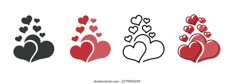 Juego de iconos de corazones voladores. Elemento de diseño para el día de la mujer, Día de San Valentín. Ilustración vectorial aislada.
