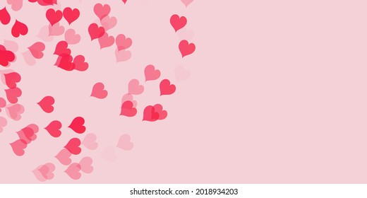 Corazones voladores aislados en un fondo suave rosado. Símbolo de amor. Tarjeta de saludo para Woman, Mother, San Valentín. Ilustración vectorial.