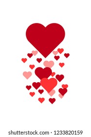 Flying hearts love icon, symbol on shadow background  .