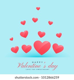 flying hearts on blue background happy valentine's day