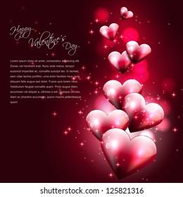 Flying hearts on dark background