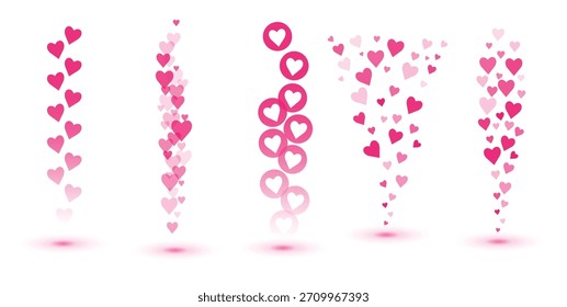 Corazones voladores sobre fondo transparente Al amor le gustan las emociones