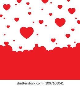 Flying hearts on white background with copy space, Romantic love and Valentine's day concept, Vector illustration
