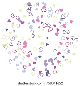 Flying hearts on white vector pattern. Love symbols heart confetti flying for wedding invitation card background illustration, Valentine's day confetti banner. Romantic feelings, relationships concept