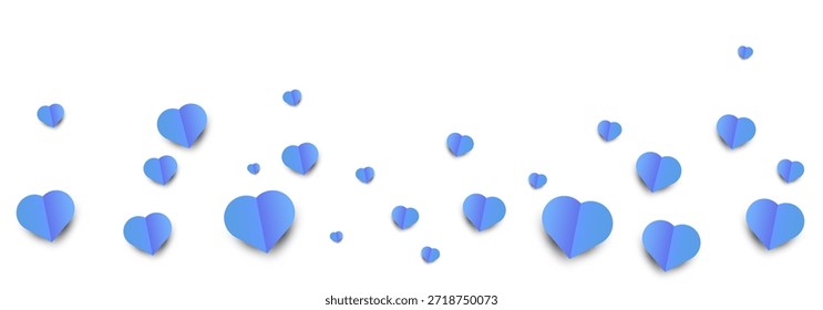 Flying hearts with a paper effect on a transparent PNG background. Illustration for Valentine's Day, Mother's Day, wedding themes, romantic banners, web design, and social media visuals.