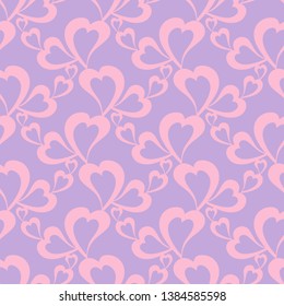 Flying hearts and spirit of love on vector colorful seamless pattern. Bright abstract ornament for textiles, prints, wallpaper, packaging, fabrics, etc.