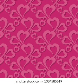 Flying hearts and spirit of love on vector colorful seamless pattern. Bright abstract ornament for textiles, prints, wallpaper, packaging, fabrics, etc.