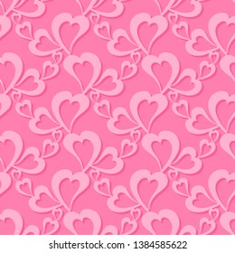 Flying hearts and spirit of love on vector colorful seamless pattern. Bright abstract ornament for textiles, prints, wallpaper, packaging, fabrics, etc.