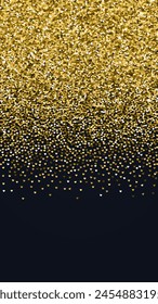 Flying hearts for valentine's day.  Gold hearts scattered on black background. Beautiful flying hearts vector illustration.
