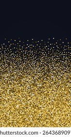 Flying hearts for valentine's day.  Gold hearts scattered on black background. Beautiful flying hearts vector illustration.