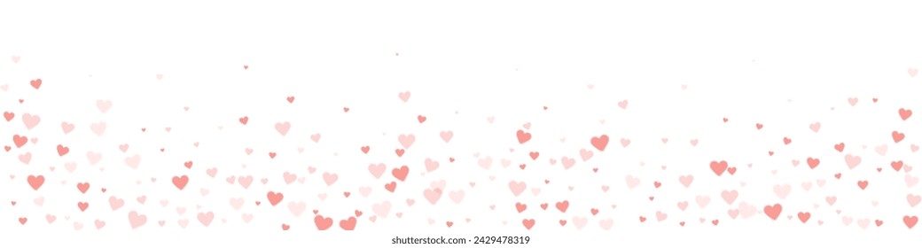 Flying hearts for valentine's day.  Red hearts scattered on white background. Beautiful flying hearts vector illustration.