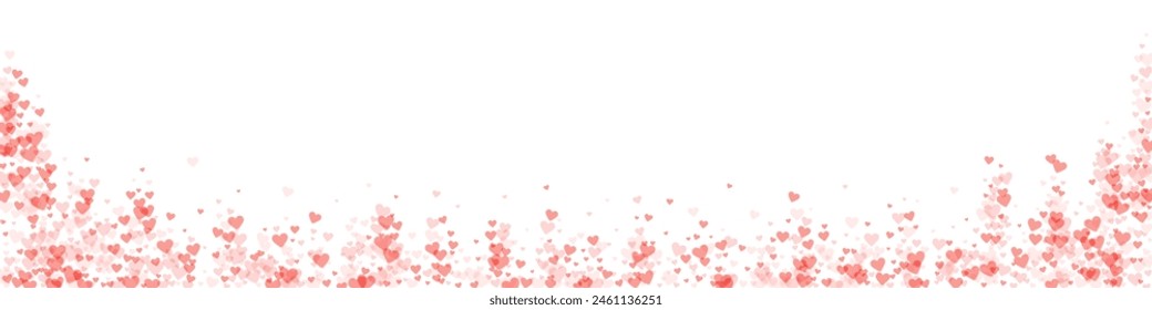 Flying hearts for valentine's day.  Red hearts scattered on white background. Beautiful flying hearts vector illustration.