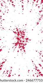 Flying hearts for valentine's day.  Red hearts scattered on white background. Beautiful flying hearts vector illustration.