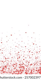 Flying hearts for valentine's day. Red hearts scattered on white background. Beautiful flying hearts vector illustration.