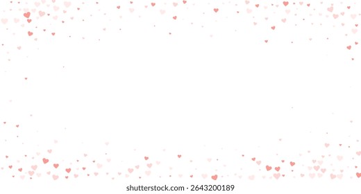 Flying hearts for valentine's day.  Red hearts scattered on white background. Beautiful flying hearts vector illustration.