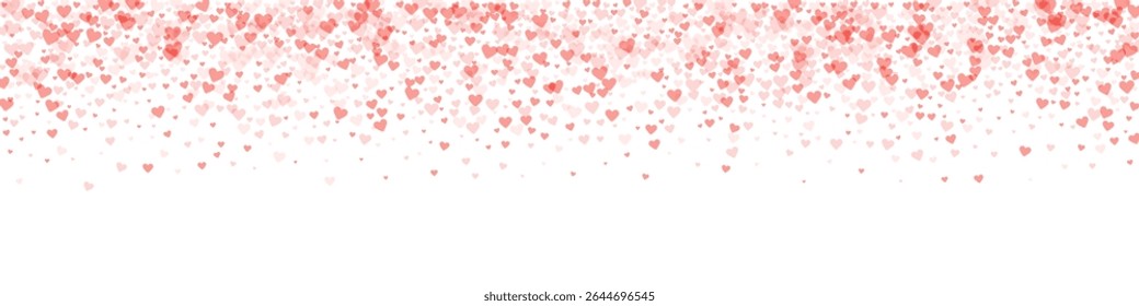 Flying hearts for valentine's day.  Red hearts scattered on white background. Beautiful flying hearts vector illustration.