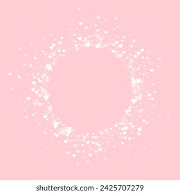 Flying hearts for valentine's day.  White hearts scattered on pink background. Beautiful flying hearts vector illustration.