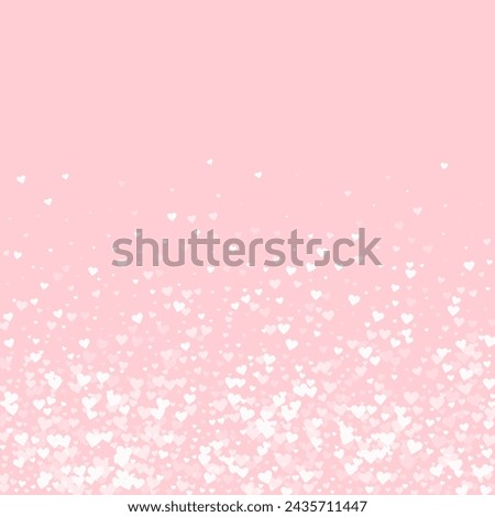 Flying hearts for valentine's day.  White hearts scattered on pink background. Beautiful flying hearts vector illustration.