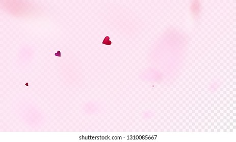 Flying Hearts Vector Confetti. Valentines Day Romantic Pattern. Rich VIP Gift, Birthday Card, Poster Background Valentines Day Decoration with Falling Down Hearts Confetti. Beautiful Pink Scatter