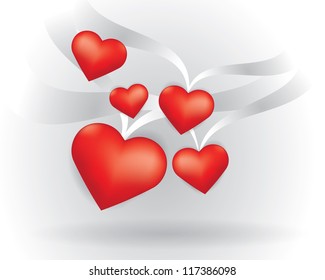 Flying Hearts with wings as love concept vector illustration.