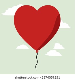 flying heart-shaped balloon illustration design